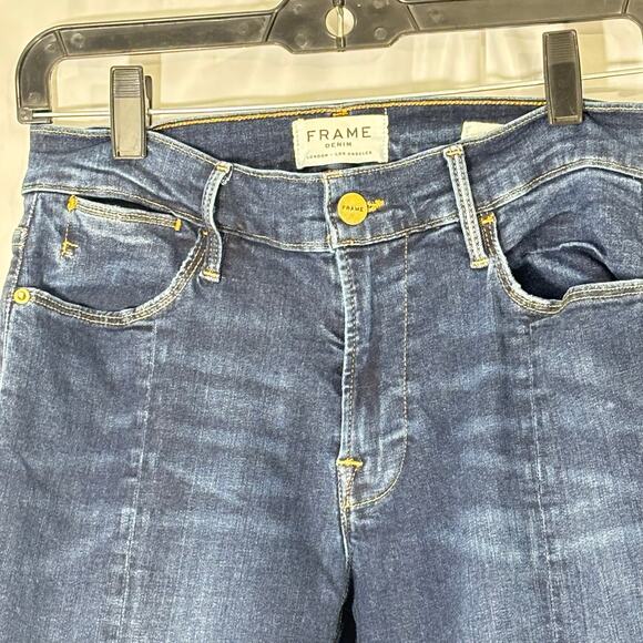 FRAME Le High Skinny Side Slit Jeans Majesty Dark Wash Size 27 - Picture 4 of 5